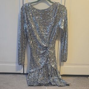 Maje Elegant Silver Sequin Dress
